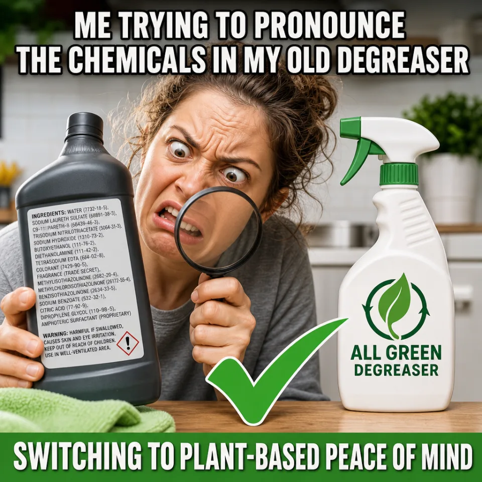 All Green Degreaser: Me trying to pronounce the chemicals in my old degreaser
