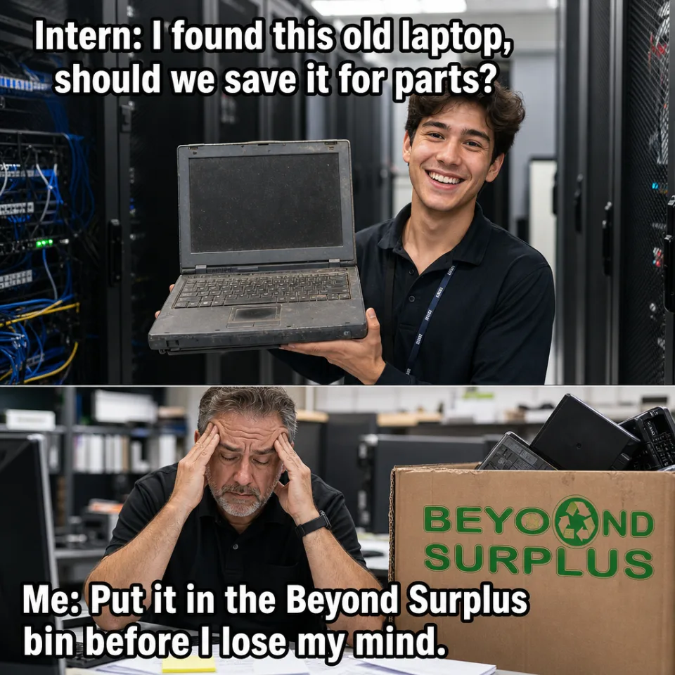 Beyond Surplus: Intern: save it for parts? Me: put it in the recycling bin.