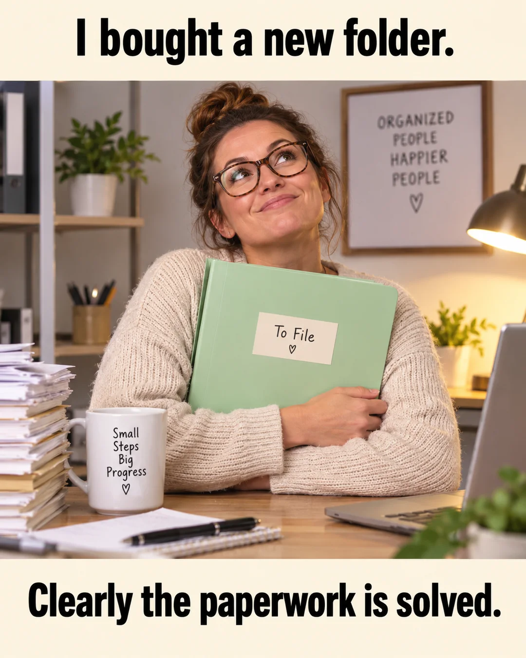 Illustrative the tidy-desk ambition meme