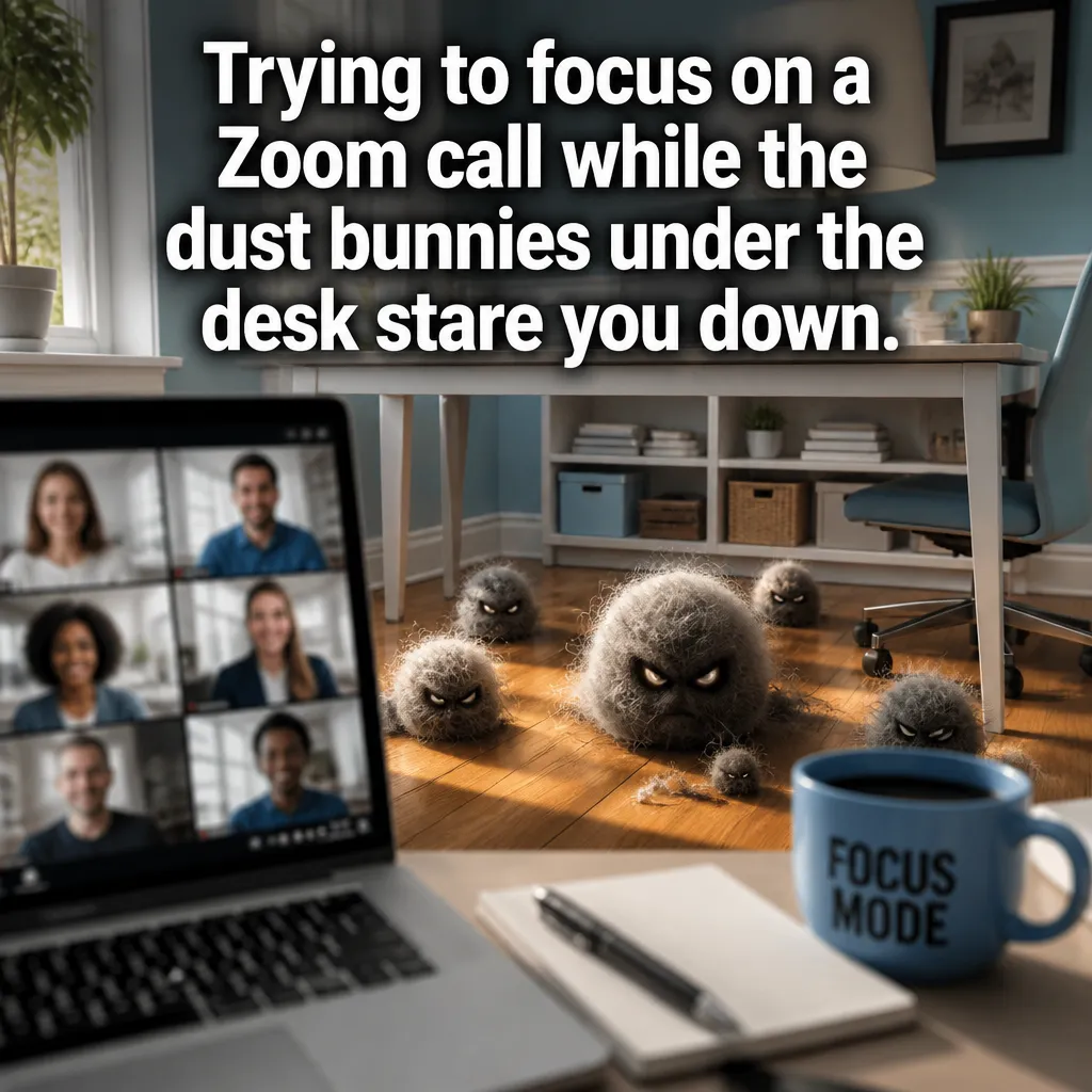 Illustrative Work From Home Woes creative from the cleaning service example collection
