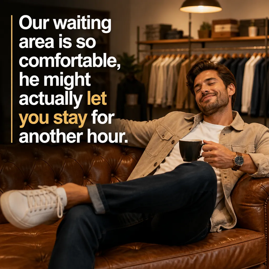 Illustrative The Husband Bench creative from the clothing store example collection