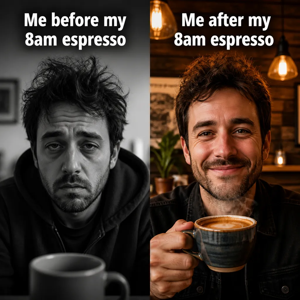 Illustrative The Monday Transformation creative from the coffee shop example collection