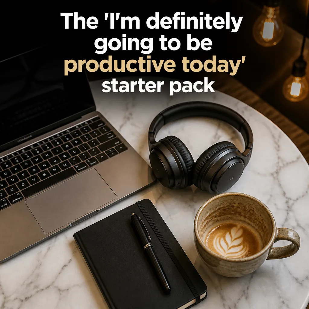 Illustrative The Remote Worker Starter Pack creative from the coffee shop example collection
