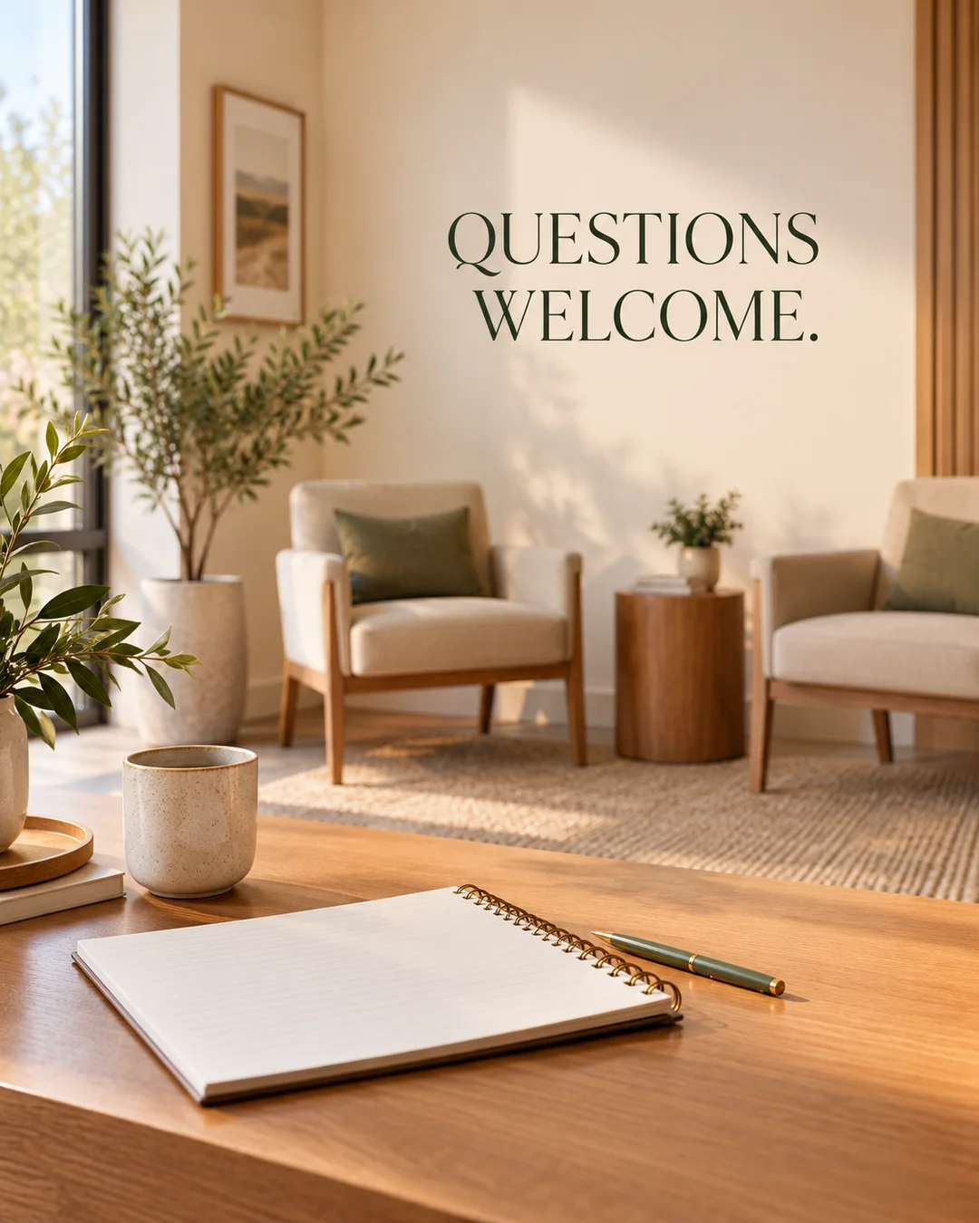 Illustrative business creative: welcoming consultation reception