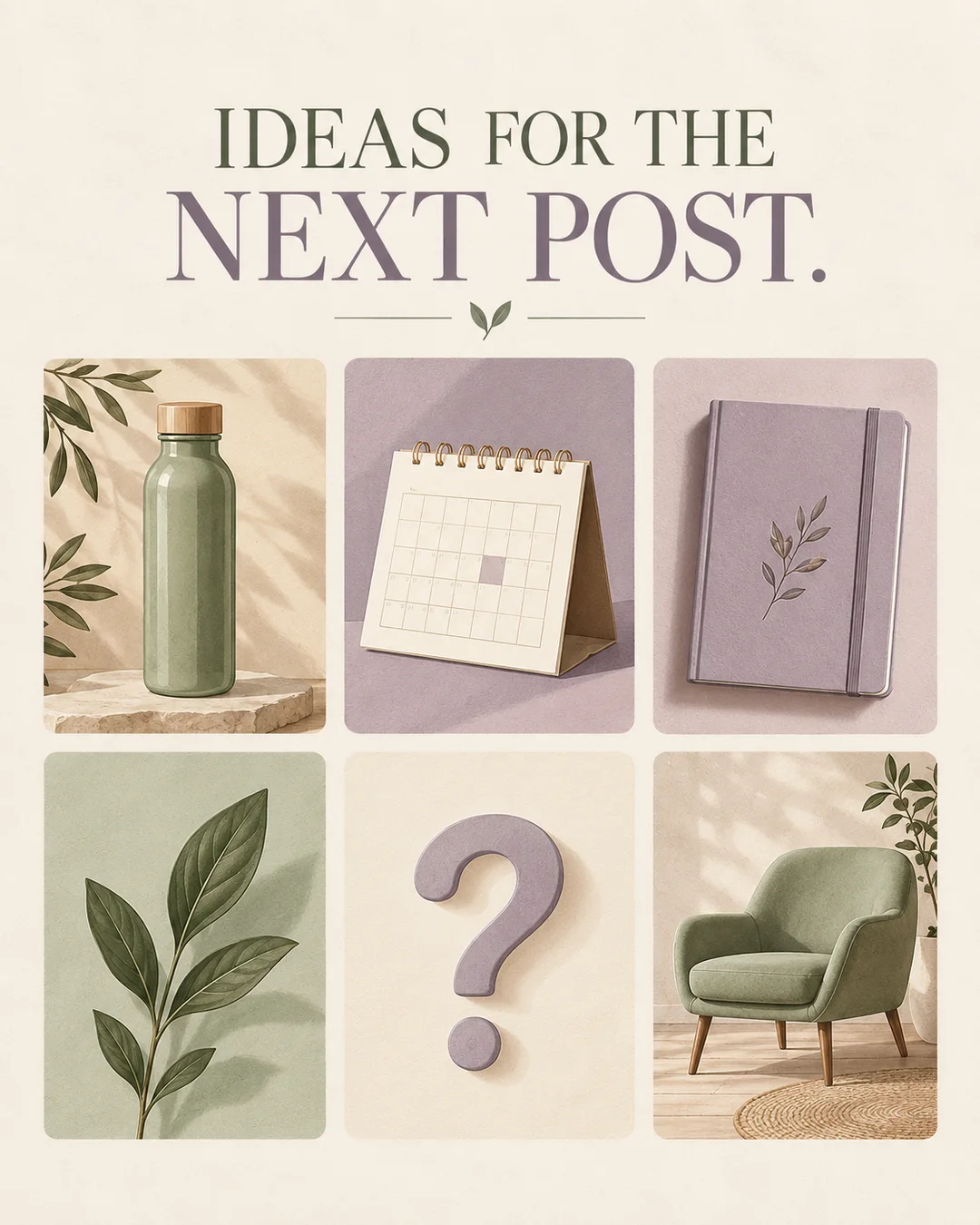Illustrative business creative: six-card content ideas moodboard