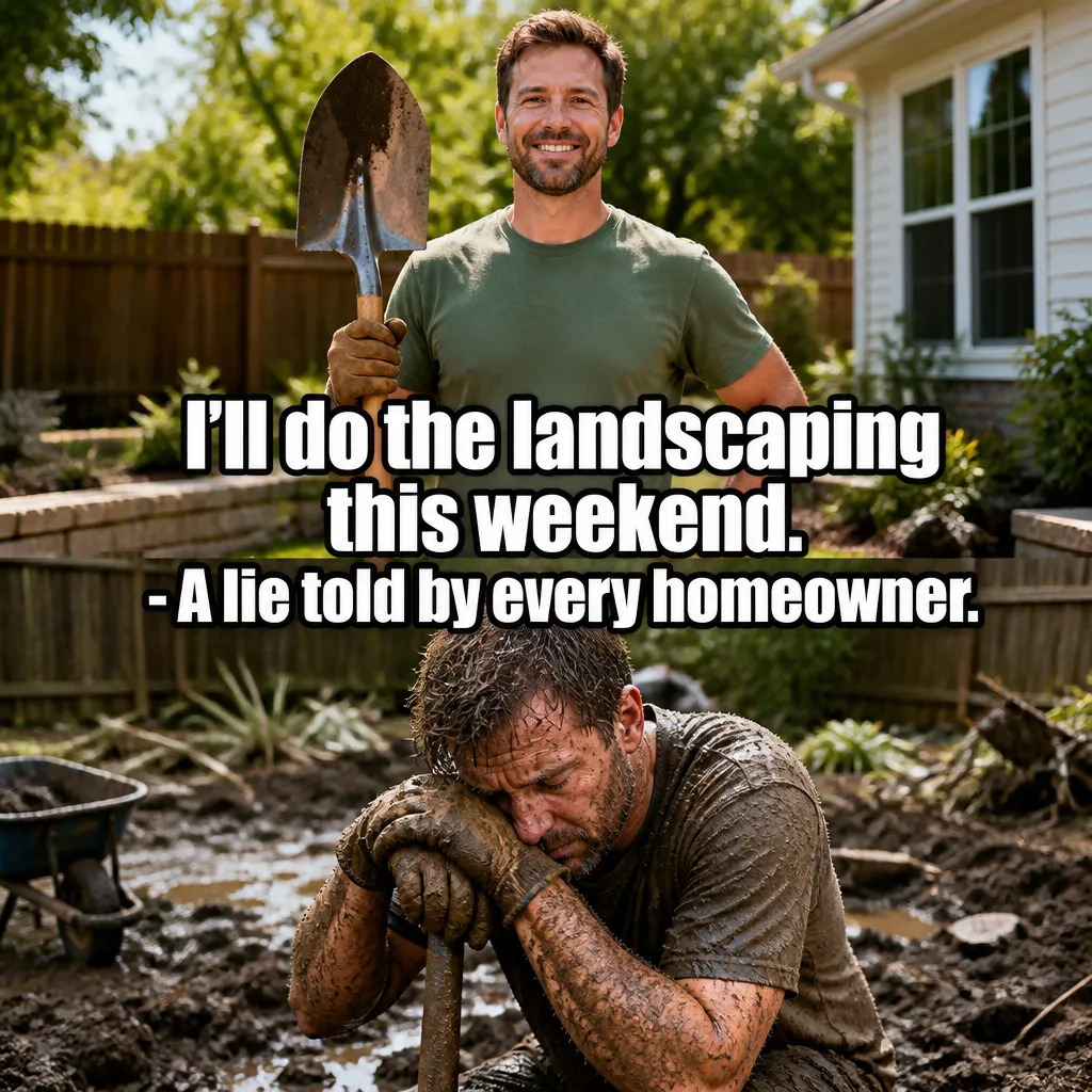 Illustrative The Weekend Warrior Struggle creative from the landscaping example collection