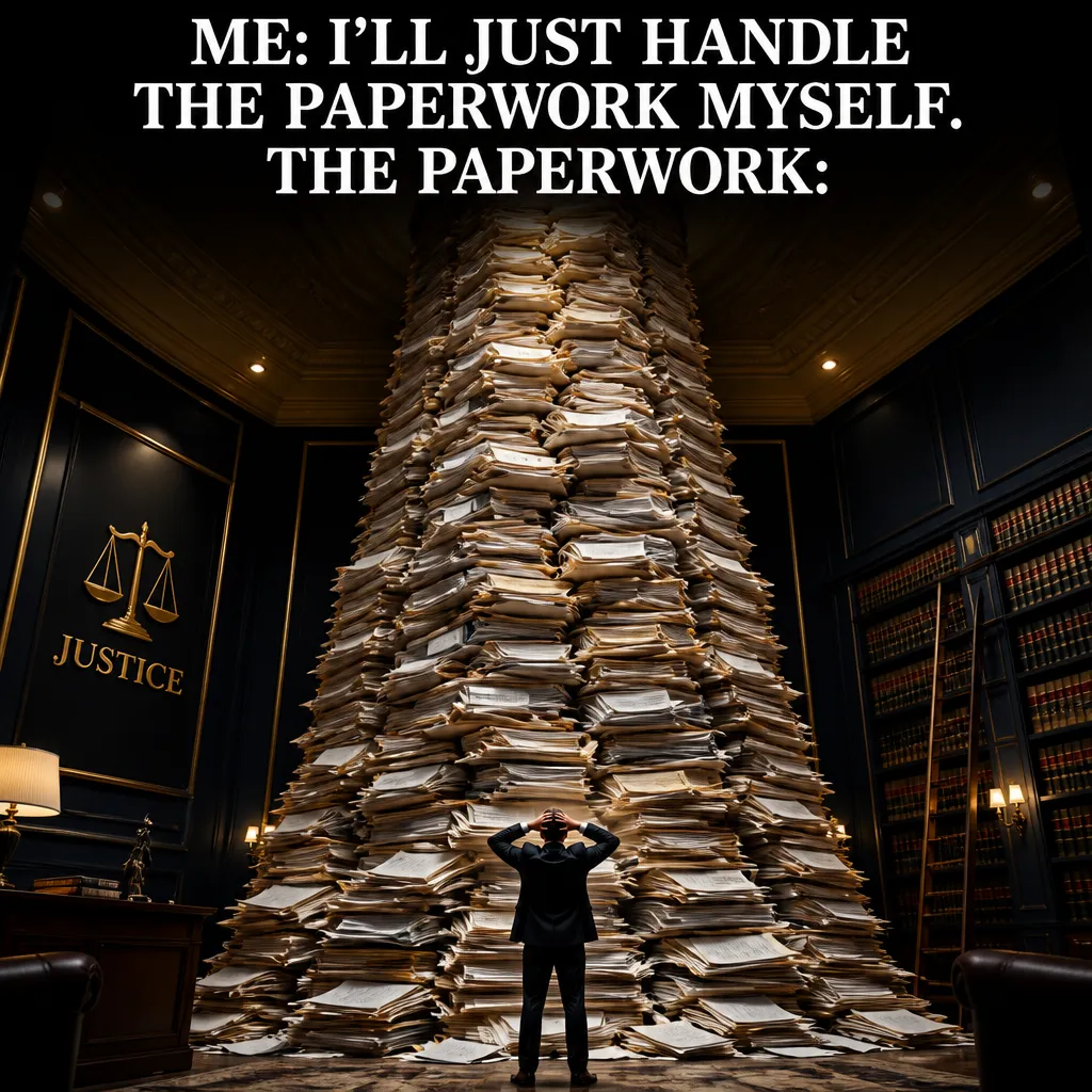 Illustrative The Paperwork Mountain creative from the law firm example collection