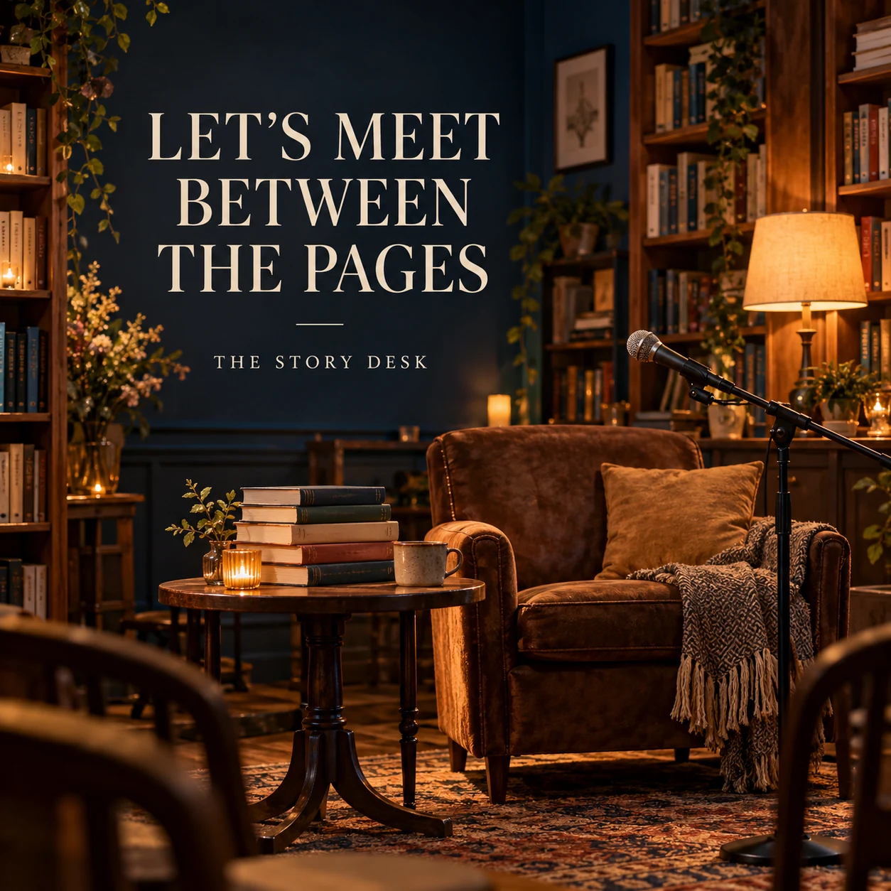 An illustrative intimate author-event setting in a bookshop