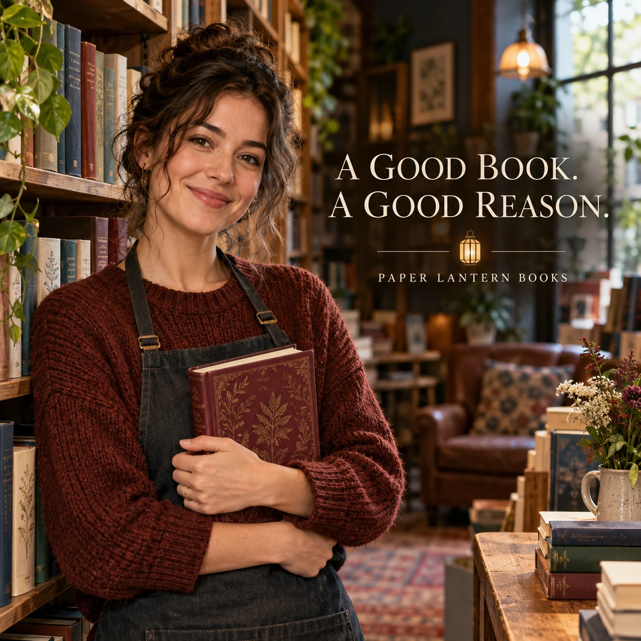 A fictional bookseller sharing a staff book recommendation
