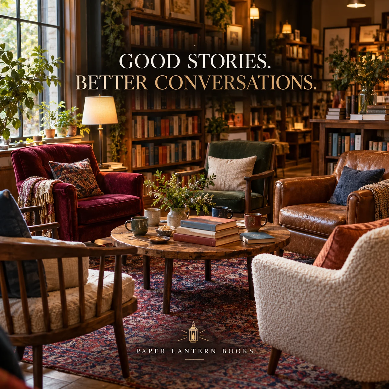 An illustrative bookstore reading circle prepared for a book club