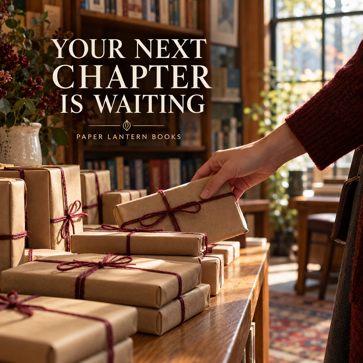 Book parcels on a fictional bookstore collection counter