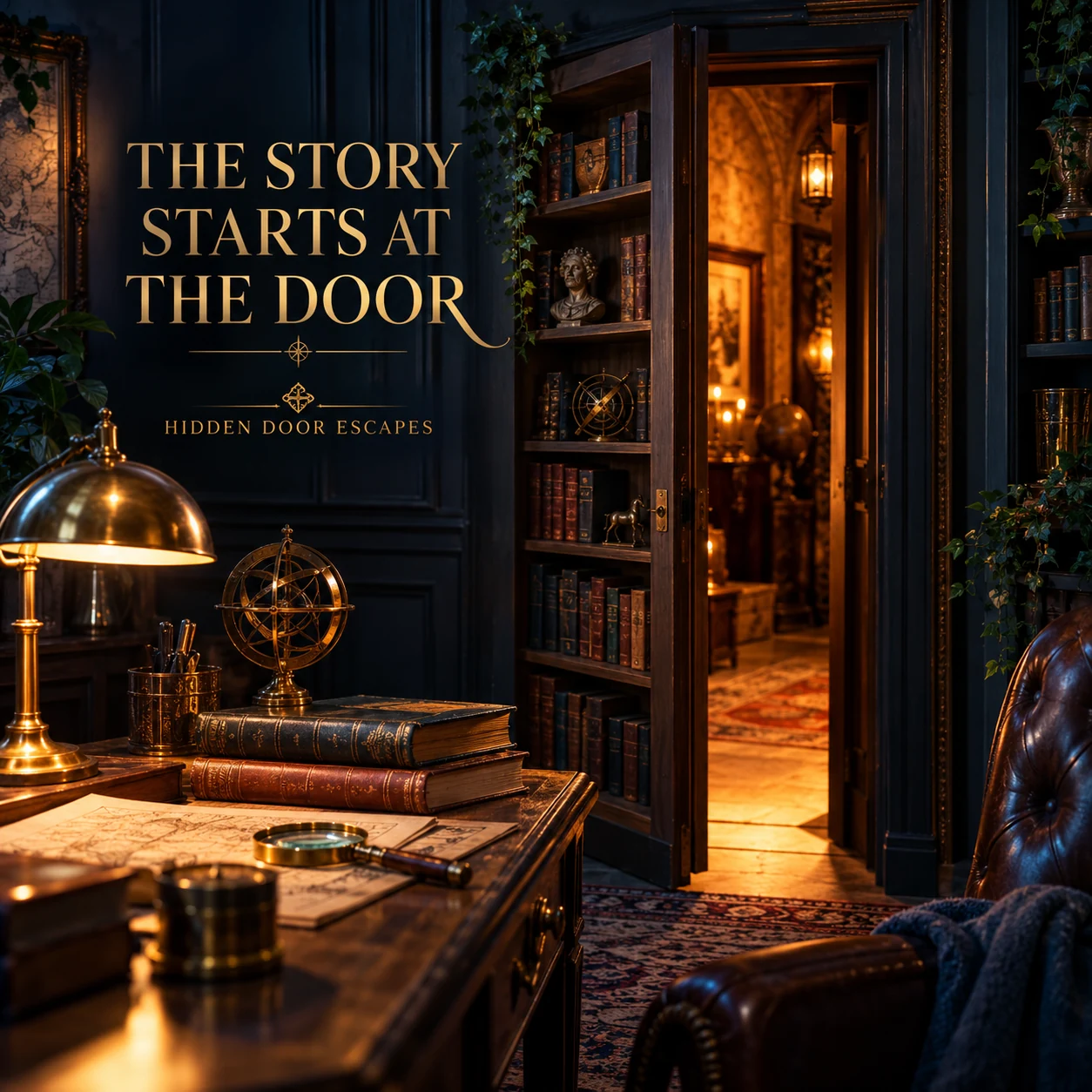 An original fictional escape-room study with a hidden doorway