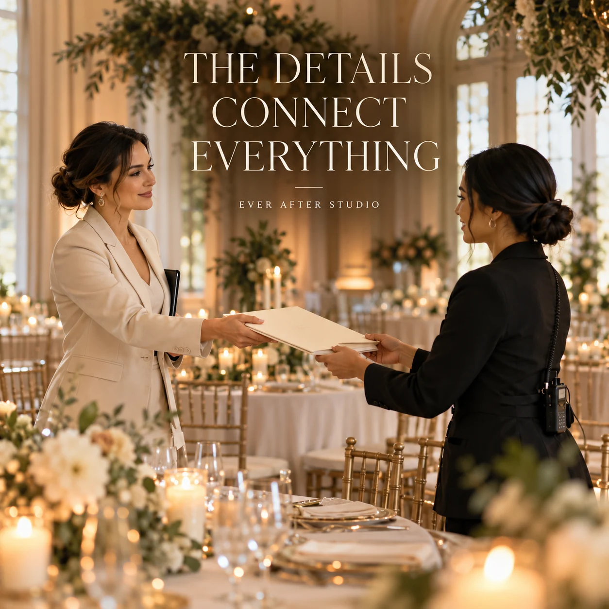 A fictional planner and venue coordinator sharing an event handoff