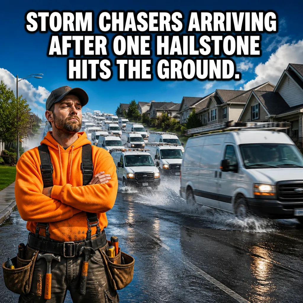 Illustrative The Storm Chaser Warning creative from the roofing example collection